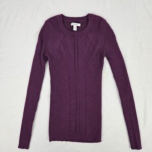Nine West Sweater Womens X-small Sparkly Purple Long Sleeve Pullover EUC